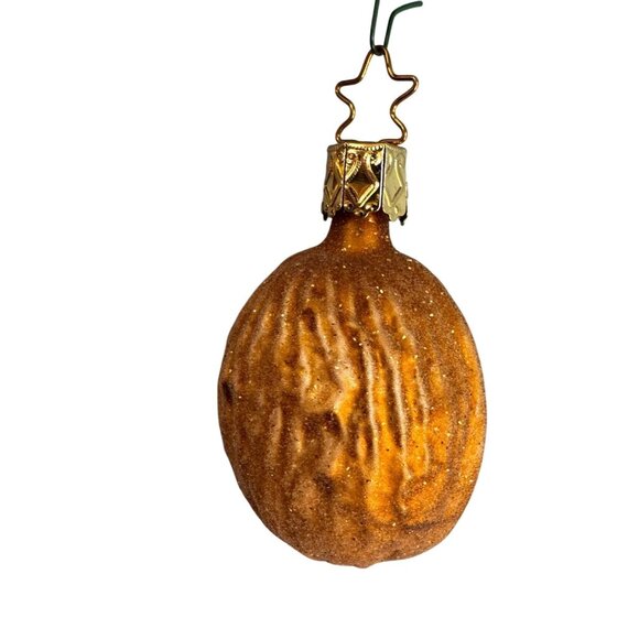 Inge Glas Walnut Blown Glass Ornament Germany 2 3/4" Star Cap Nut Holiday - Picture 1 of 6